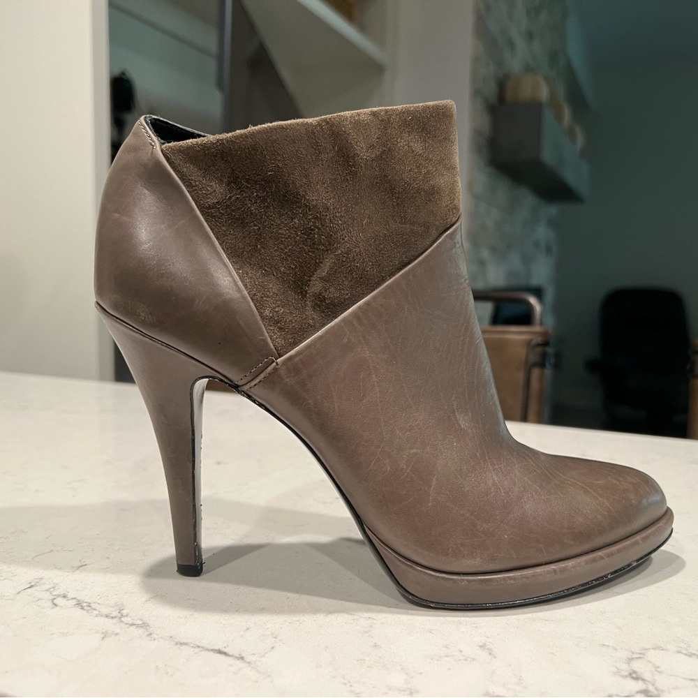 Aerin gray leather & suede booties. size 8. Approximate 4 inch heel height.
